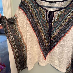 Love J Blue and Orange Tunic with Intricate V-Pattern SZ L